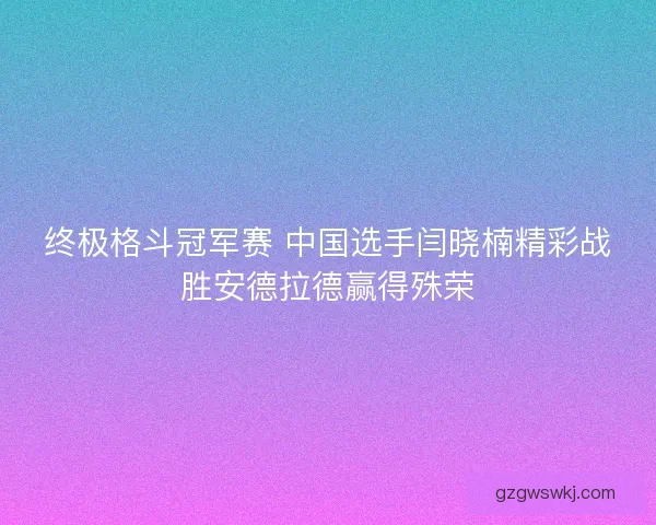 终极格斗冠军赛 中国选手闫晓楠精彩战胜安德拉德赢得殊荣