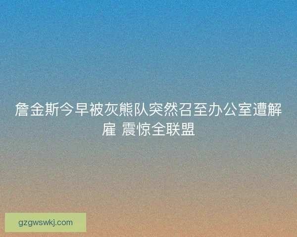 詹金斯今早被灰熊队突然召至办公室遭解雇 震惊全联盟 詹金斯今早被灰熊队突然召至办公室遭解雇 震惊全联盟